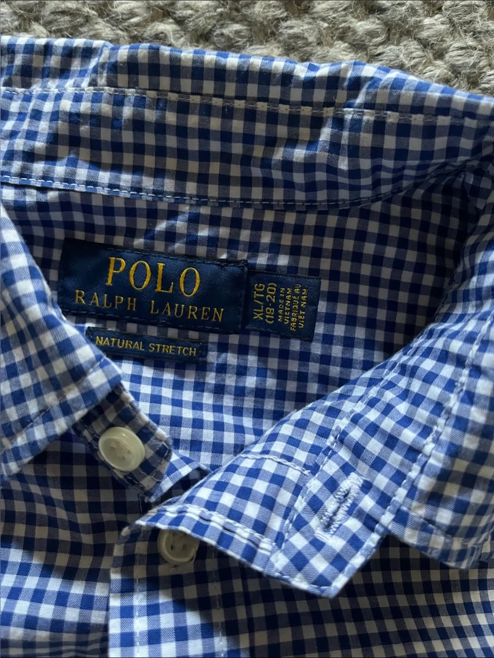 Ralph Lauren Navy and White Gingham Button-Down Shirt